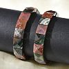 Sqaure Natural Indian Agate Beads Stretch Bracelets for Women Men BJEW-C097-06N-3