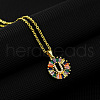 Brass Pave Colorful Cubic Zirconia Initial Ring Pendant Necklaces FS-WGF1437-21-1