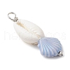 Natural Cowrie Shell & Plastic Shell Shape Pendants PALLOY-JF03795-4