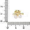 Brass Micro Pave Cubic Zirconia & ABS Plastic Imitation Pearl White Cherry Connector Charms KK-I276-56G-01-3