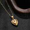 304 Stainless Steel Heart Pendant Necklaces for Women NJEW-S439-03A-G-3