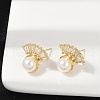 Fan Brass Micro Pave Clear Cubic Zirconia Clip-on Earrings EJEW-H154-12G-1