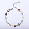 Daisy Alloy Enamel Link Chain Bracelets for Women FS-WGBA8A6-01-1