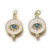 Brass Micro Pave Clear & Deep Sky Blue Cubic Zirconia Pendants ZIRC-B0003-29G-1