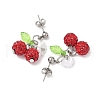 Cherry 304 Stainless Steel Handmade Polymer Clay Rhinestone Dangle Stud Earrings EJEW-JE06429-02-3