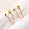 Real 18K Gold Plated 925 Sterling Silver Chains Front Back Stud Earrings PA4661-1-2