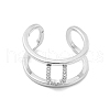 Clear Cubic Zirconia Initial Letter Open Cuff Ring RJEW-A012-01P-U-1
