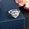 Adjustable 925 Sterling Silver Micro Pave Cubic Zirconia Cuff Rings for Women RJEW-F183-01A-01-2