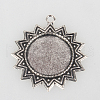 Tibetan Style Alloy Sun Pendant Cabochon Settings X-TIBEP-N003-70AS-1