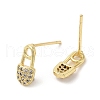 Rack Plating Brass Safety Pin Stud Earrings with Cubic Zirconia EJEW-D061-36G-2