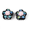 Flower Shape Polymer Clay Rhinestone Beads CLAY-U023-01I-1