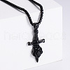 Stainless Steel Flower Sword Pendant Necklaces for Men TD5975-3-1