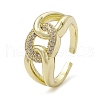 Rack Plating Brass Micro Pave Cubic Zirconia Open Cuff Rings RJEW-K257-25G-1