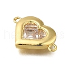 Brass Clear Cubic Zirconia Heart Connector Charms ZIRC-I070-099G-2