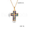 Brass Pave Natural Paua Shell Religion Jesus Cross Pendant Necklaces for Women FS-WGAAB84-03-2
