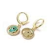 Hamsa Hand Real 18K Gold Plated Brass Dangle Leverback Earrings EJEW-Q797-10G-02-2