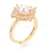 Brass Micro Pave Clear Cubic Zirconia Adjustable Ring Settings KK-T076-17G-4