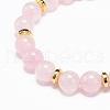 Natural Rose Quartz Rectangle Beaded Stretch Bracelet BJEW-JB08982-03-5