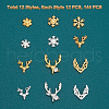 SUPERFINDINGS 144Pcs 12 Styles Christmas Themed Alloy Cabochons MRMJ-FH0001-10G-2
