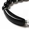 Natural Mixed Gemstone Beaded Stretch Bracelet with Heart Charm for Women BJEW-K164-B-A-5