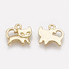 Brass Kitten Charms KK-S348-012-1
