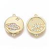Brass Micro Pave Cubic Zirconia Links connectors KK-T051-04G-NF-2