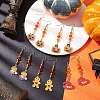 Halloween Gingerbread Man/Pumpkin/Witch Hat Alloy Enamel Dangle Earrings for Women EJEW-JE05897-2