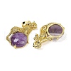 Natural Amethyst Ball with Leopard Shape Brass Pendants KK-F887-04G-26-2