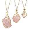 3Pcs 3 Styles 304 Stainless Steel Empty Macrame Pouch Star Moon Pendant Cable Chain Necklaces NJEW-JN05282-3