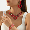 Acrylic Oval Link Chain Pendant Necklace & Stud Dangle Earring Sets FS-WGBB07C-01-3