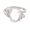 Rack Plating Oval Brass Micro Pave Cubic Zirconia Adjustable Ring Components KK-Q819-02P-2