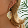 Brass Leaf Hoop Earrings TI6631-1