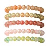 5Pcs 5 Color Crackle Glass Round Beaded Stretch Bracelets Set BJEW-JB09695-02-1