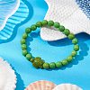Synthetic Turquoise Beaded Stretch Bracelets for Woemn Men BJEW-JB11095-01-2