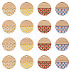 Beadthoven 16Pcs 4 Colors Printed Resin & Wood Pendants WOOD-BT0001-13-2