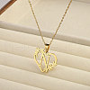 201 Stainless Steel Flower Heart Initial Pendant Necklaces for Women FS-WG08285-07-1