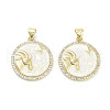 Brass Micro Pave Clear Cubic Zirconia Pendants KK-L213-010G-11-1