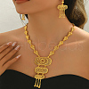 Elegant Fashion Rectangle Brass Necklace & Earrings Sets for Women HY2703-4