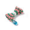 3Pcs 3 Colors Glass Seed Beaded Bowknot Pendants PALLOY-MZ00553-4