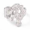 304 Stainless Steel Wide Flower Open Cuff Ring for Women RJEW-G275-05P-2
