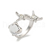 Star Zinc Alloy Rhinestone Open Cuff Ring RJEW-Z048-02P-02-1