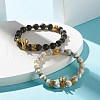 Electroplated Natural Lava Rock & Synthetic Howlite Beads Stretch Bracelets Set for Girl Women X1-BJEW-JB06924-4