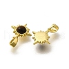 Brass Pave Natural Tiger Eye Sun Charms KK-K398-21G-2