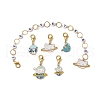 6Pcs Cat & Planet Alloy Enamel Knitting Row Counter Chains & Locking Stitch Markers Kits HJEW-JM01334-1