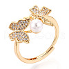 Brass Micro Pave Clear Cubic Zirconia Adjustable Ring Settings KK-T076-20G-5