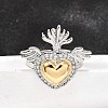 Gothic Style Brass Micro Pave Clear Cubic Zirconia Cuff Rings for Women RJEW-U051-02A-GP-1