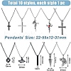FIBLOOM 10Pcs 10 Style 304 Stainless Steel & Alloy Pendant Necklace Sets for Men Women NJEW-FI0001-12-2