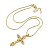 Brass Pave Clear Cubic Zirconia Cross Pendant Necklaces for Women Men NJEW-Q346-05G-02-2