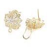 Hollow Flower Brass Micro Pave Cubic Zirconia Stud Earrings Finding KK-E083-11G-2