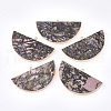 Electroplate Natural Rhodonite Semi Circle Pendants G-S344-43C-1